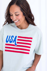 USA Flag Tee - Mint