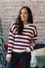 Josie Sweater - Burgundy Stripe