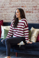 Josie Sweater - Burgundy Stripe