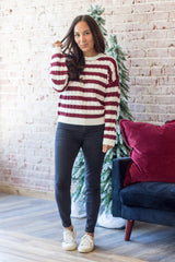 Josie Sweater - Burgundy Stripe