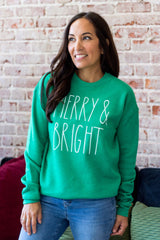 Merry & Bright Sweatshirt (Small-XL) - Heather Bright Green